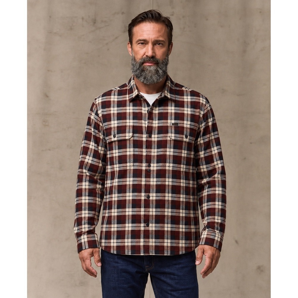 Filson Field Flannel Shirt Brown Gray Plaid 20172107 Mens Large NWT